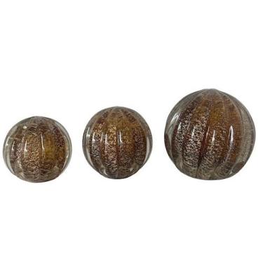 Imagem de Kit com 3 Esferas Murano Marrons com Dourado Tamanhos P, M e G  Casa D