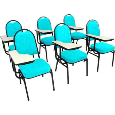Imagem de Kit com 6 Cadeiras Universitária para Auditórios Linha Hotel Verde