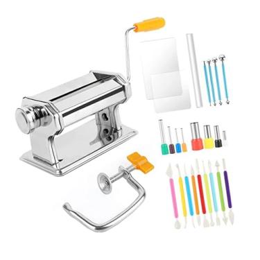 Imagem de rockible Clay Pressione Máquina de Máquina de ferramentas Modelo 6 Configurações com rolos ajustáveis ​​Máquina de rolos de barro para diy