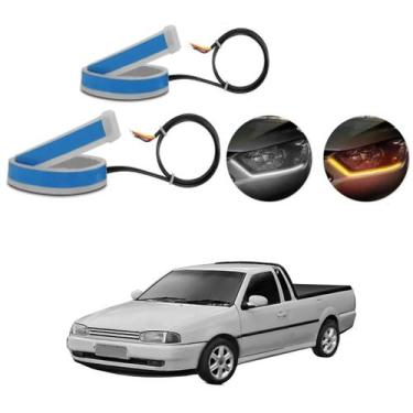 Imagem de Kit Fitas Led DRL Farol + Seta 12v 45cm Saveiro G2 1997 1998 1999 2000