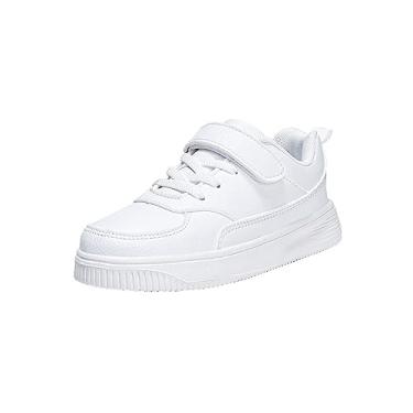 Imagem de Momuk Tênis infantil unissex respirável para meninos e meninas sapatos esportivos de malha respirável para crianças pequenas/grandes, Branco, 18
