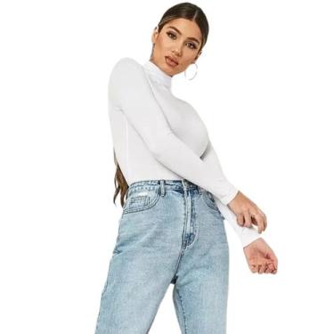 Imagem de Body Canelado Feminino Blusa Justa Malha Canelada Casual Confortável -