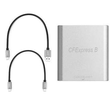 Imagem de CY Leitor de cartão de extensão USB3.1 Tipo-C USB3.0 Tipo-A para CF Express CFE Type-B suporta cartão de memória R5 Z6 Z7 CFB