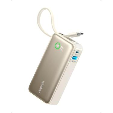 Imagem de Anker Nano Power Bank, Carregador Portátil de 10.000 mAh com Cabo USB-C Integrado, Saída Máxima de 30W, para iPhone 17/iPhone 16/Série 15, MacBook, AirPods e Mais, Branco