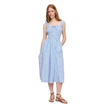 Imagem de GAP Vestido midi feminino sem mangas, Floral azul-claro, GG