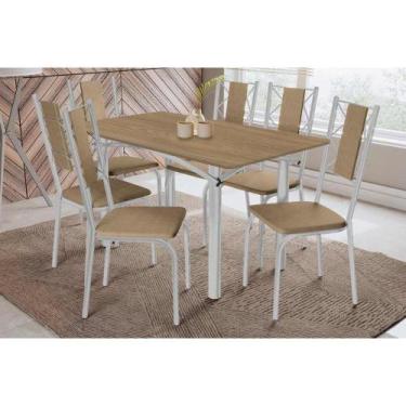 Imagem de Sala de Jantar Completa Elba c/ Tampo de Madeira 160cm e 6 Cadeiras Li