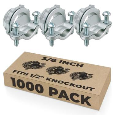 Imagem de OHLECTRIC Conectores de cabo Conectores NM (serve para nocautes de ½" - Tamanho comercial) Tamanho real = Compatível com conector de metal de zinco Knockouts de ¾" para conduíte, caixa de tomada
