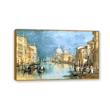 Imagem de Arte de parede em tela pinturas famosas pôster de belas artes O Grande Canal Veneza impressões famosas pinturas a óleo reprodução imagens para decoração de sala de estar 80 x 50 cm (31 x 20 pol
