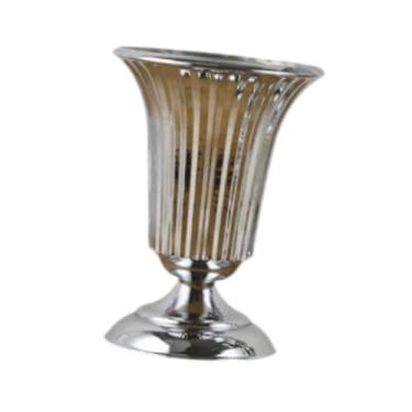 Imagem de IEUDNS Vaso de flores para casamento, buquê, decoração criativa, suporte para velas, suporte de metal para flores, para restaurante, mesa de casa, Silver S 12cmx20cm