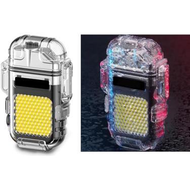 Imagem de Isqueiro à Prova D'água IPX6, Recarregavel, USB, Luz Led, Resistente ao Vento e Água, com Vedação de Alta Proteção
