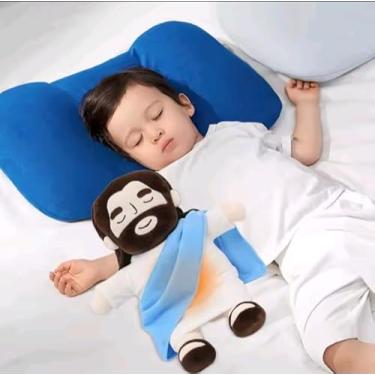 Imagem de Pelúcia de Jesus que Respira Luz Suave Alivia Ansiedade Sono do Bebê Presente Batismo