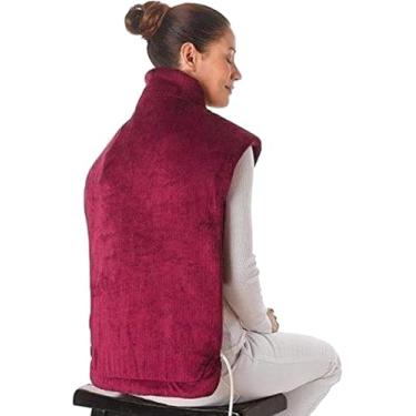 Imagem de Almofada De Aquecimento Elétrico Xale, Xale De Massagem De Aquecimento Para Alívio Da Dor No Pescoço, Ombros E Costas, Envoltório De Aquecimento Elétrico Para Cãibras Musculares, Red