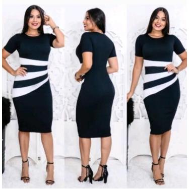 Imagem de Vestido Plus Size Três Faixas Moda Evangélica Feminina - Miss Flower, 