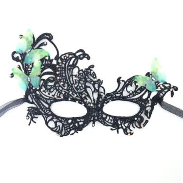Imagem de Masquerade Masks for Women Venetian Halloween Lace Mask for Carnival Party Prom Ball (Green)