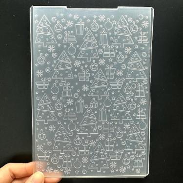 Imagem de Modelo de pasta em relevo de plástico 3D, textura de presente de Natal com desenho animado 12 x 17 cm para fazer cartões, faça você mesmo, scrapbook, papel, artesanato, artesanato, scrapbook, artes