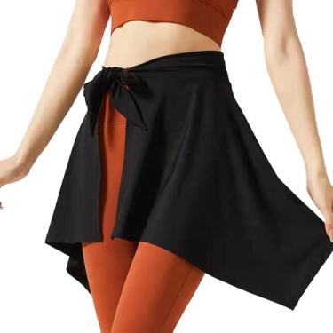 Imagem de Capa de saia esportiva Dilwe Yoga Ballet Tennis preta tamanho 72 cm