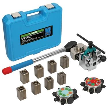 Imagem de YUANRI Kit de ferramentas de alargamento de linha de freio, conjunto de ferramentas de alargamento de 45 e 37 graus, alargador único, alargador duplo para tubos de cobre de aço de 3/40.6 cm, 1/10.2 cm