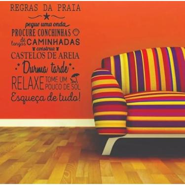 Imagem de Adesivo De Parede Decorativo Frase Sala Regras Da Praia