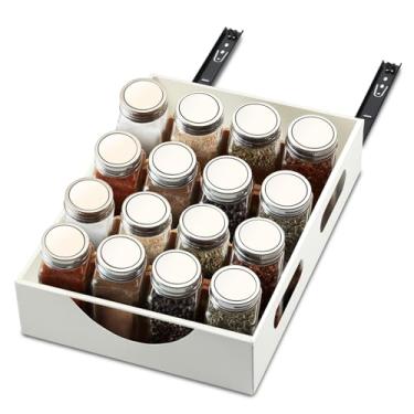 Imagem de Organizador de armário removível, gavetas deslizantes com adesivo, sem furadeira, gavetas deslizantes ajustáveis para cozinha, 27,4 cm L x 38,5 cm P, organizador de gaveta de armário para cozinha