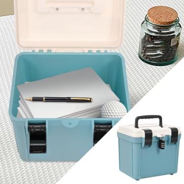 Imagem de DJAPWPX Cofre com combinação de grande capacidade – Cofre de documentos com trava segura, organizador de armazenamento portátil para casa, escritório e viagens (Blove)