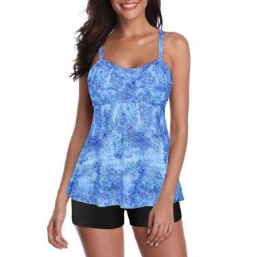 Imagem de Maiô Tankini Century Star 2024 feminino para controle de barriga azul