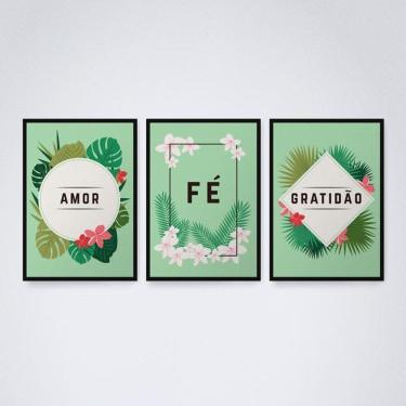 Imagem de Quadro Decorativo Amor Fé e Gratidão V7 30x20cm
