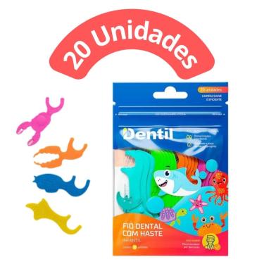 Imagem de Fio Dental Infantil Dentil com Haste 20 Unidades Limpeza Completa