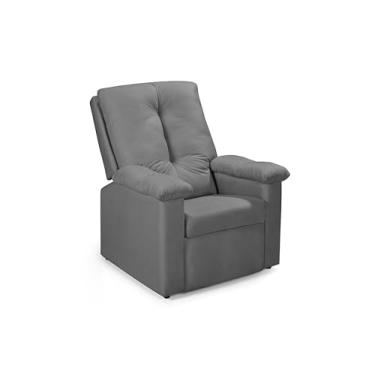 Imagem de Poltrona Reclinável Lisboa 3 Posições com Apoio para os Pés Revestimento em Suede Macio Cinza