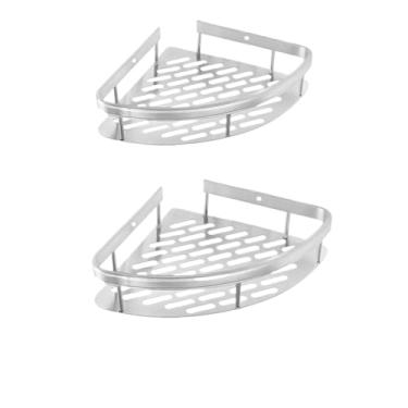 Imagem de Prateleira Banheiro Liga Alumínio Espacial - Suporte para Shampoo sem Furacão | Organizador de Cozinha e Banheiro Preto(Retângulo)