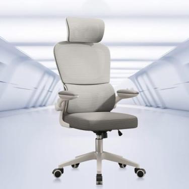 Imagem de Cadeira Ergonômica de Escritório com Apoio de Cabeça, Encosto Ajustável e Suporte Lombar – Conforto (Cinza)