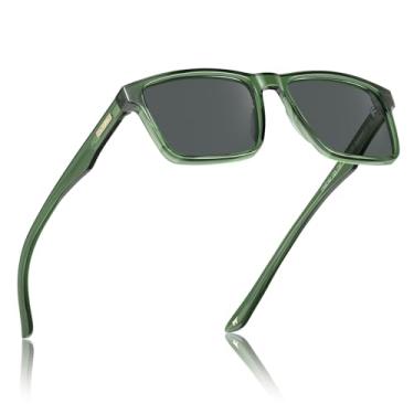 Imagem de Óculos de Sol Masculino CARFIA CA62162: Modelo Retrô Quadrado em Acetato, Lentes Polarizadas - Proteção UV