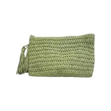 Imagem de Bolsa Artesanal Lateral Transversal Casual Praia Festa 24 x 17 cm Cor Verde Escuro
