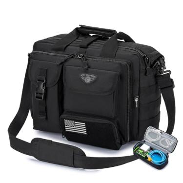 Imagem de Stypos Bolsa mensageiro tática, pasta tática para homens, bolsa de laptop militar, bolsa de ombro, Preto-35,5 cm, Pasta