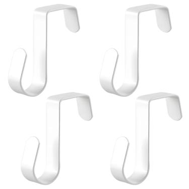 Imagem de LUMINFLY Pacote com 4 suportes de haste de porta de armário, ganchos brancos sobre a porta, suportes de metal para cozinha, banheiro, quarto, comporta hastes de até 3,5 cm de diâmetro