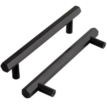 Imagem de funifiti Pacote com 8 puxadores de armário de cozinha moderno preto fosco 12,7 cm, gaveta, puxadores de banheiro, móveis, superfície escovada