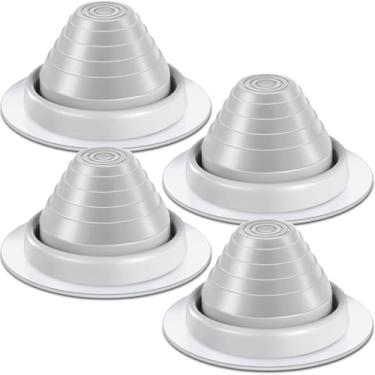Imagem de Yaocom Bota intermitente de tubo nº 3 de 4 peças para tubos Od 1/4 a 5 Epdm Flexível Macaco de telhado Botas de telhado de metal, diâmetro da base de 7-3/4 polegadas (cinza)