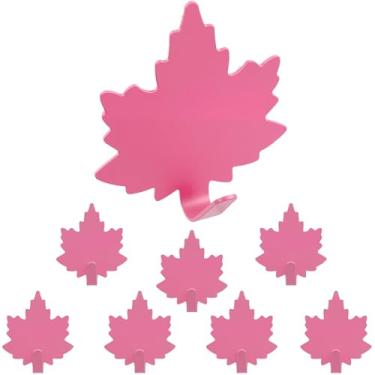 Imagem de QEBMUYU Ganchos de parede de folhas de bordo, pacote com 8 ganchos adesivos resistentes, lindas decorações de parede, gancho de aço inoxidável para pendurar chaves, bolsas, chapéus, toalhas, roupas