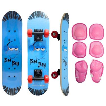 Imagem de Skate Infantil Bad Boy 40 Kg + Acessórios De Segurança Rosa