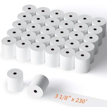 Imagem de Muotich Rolos de papel térmico de 9,5 cm x 230 m, 30 rolos de papel de recibo POS para caixa registradora comercial de varejo, rolo térmico de recibo de 80 mm, rolo de caixa registradora, pacote com