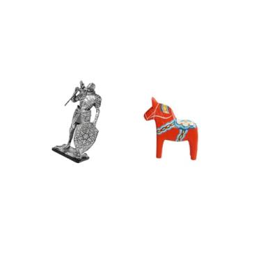 Imagem de Fenteer Estatueta de Resina de Cavaleiro Nórdico, Escultura de Arte Abstrata para Mesa de Escritório, Peça Central de Armário E Ornamento de Animal Colecionáv