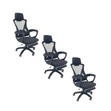 Imagem de Kit 3 Cadeiras de Escritório Oficial Supreme Preto