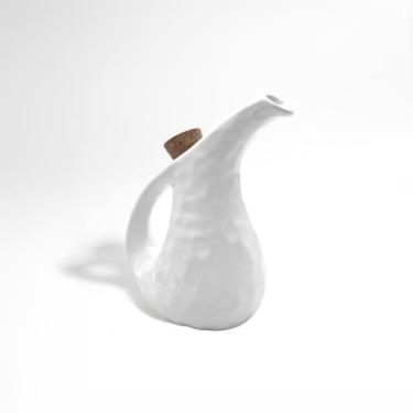 Imagem de Galheteiro Azeiteiro Cerâmica Stoneware Rolha Cortiça Branco - Ricca H