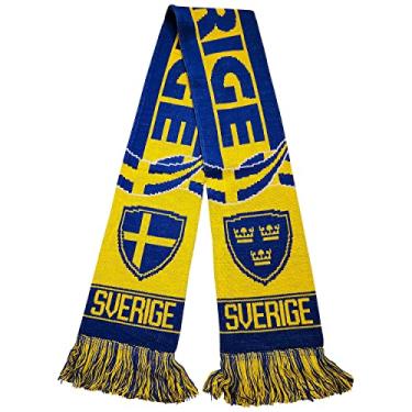 Imagem de Cachecol Suécia | Cachecol de fã de futebol | Malha acrílica premium
