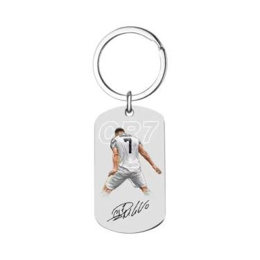 Imagem de Chaveiro De Futebol CR7 Para Homens Em Liga De Zinco Com Assinatura No