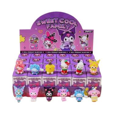 Imagem de Chaveiro Hello Kitty Pikachu Menina Negra Brinquedo Caixa Surpresa Par