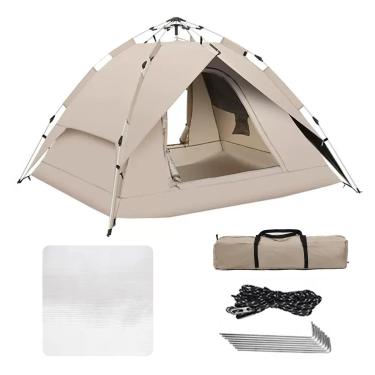 Imagem de NRNQMTFZ Barraca de acampamento pop-up, barraca de cúpula, barraca familiar para 3-4 pessoas com almofada grossa para colchão de ar, bolsa de transporte e interior espaçoso, barraca leve para