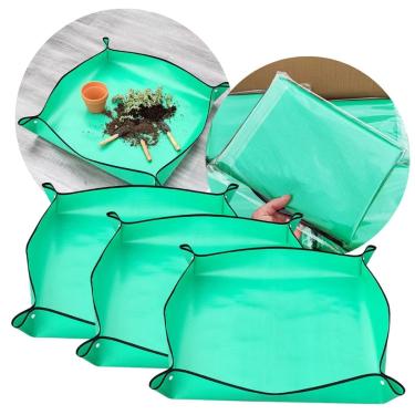 Imagem de Kit 3 Tapete Tapetinho De Plantio 66x66 Verde De Replantador de Vaso em Casa Quintal Varanda Troca de Vasos - Jardimix