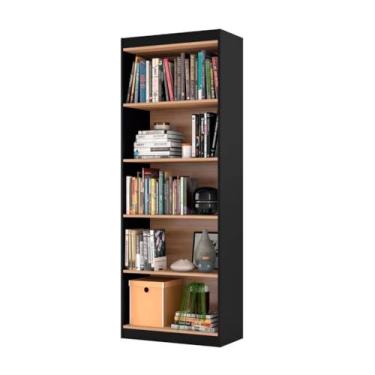 Imagem de Estante Livreiro Organizador Prateleira Bipartido Arquivo 5 Nichos Armario(Preto/Nature)