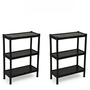 Imagem de Kit 2 Estantes Organizadoras Multiuso com 5 Prateleiras | Estante Modular de Plástico para Cozinha Quarto Escritório(KIT c/ 3 Prateleiras)