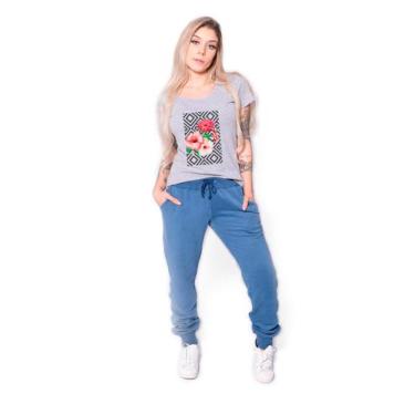 Imagem de Camiseta Longline Kruger's Concept  FLOWERS - Feminino - GG - Mescla, 